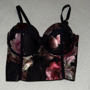 Floral Black and Pink Women's Bustier